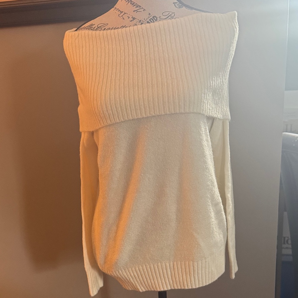 Cleo Off-Shoulder Cream Sweater